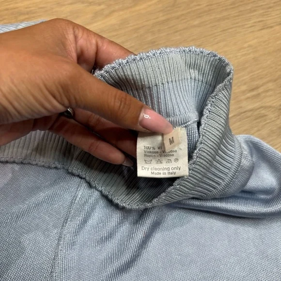 ALAÏA Baby Blue Viscose Pants – Made in Italy